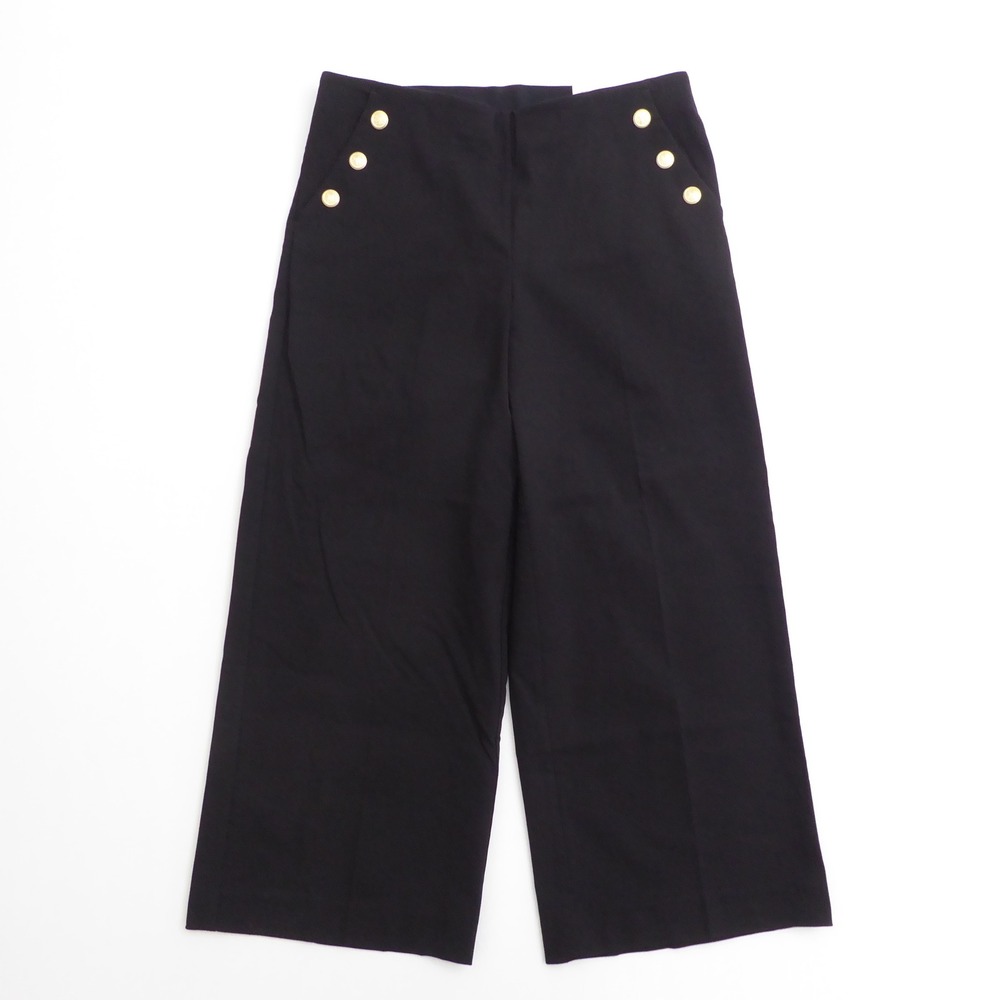 Chicos Women Juliet Wide Leg Crop Pants Black Sailor Button So Slimming 1.5 / 10
